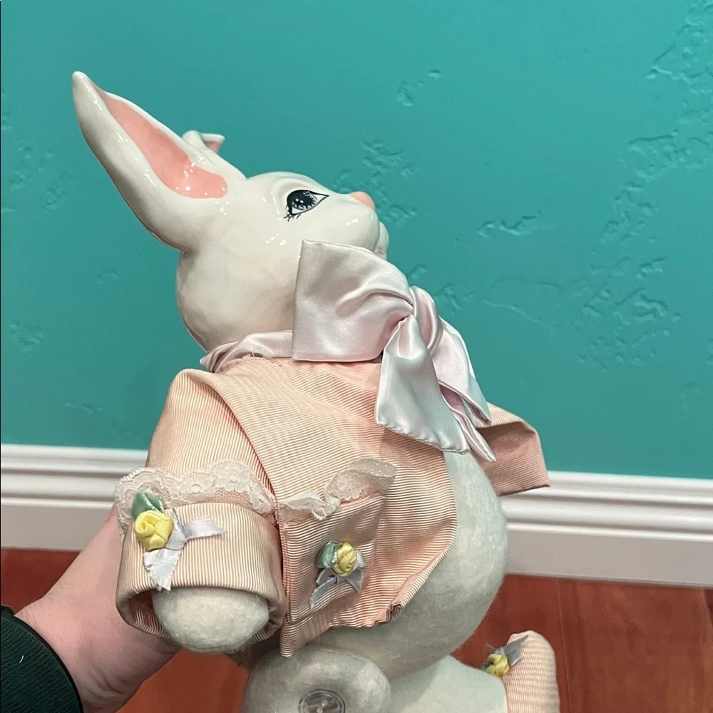 Charming White and Pink Bunny Figurine